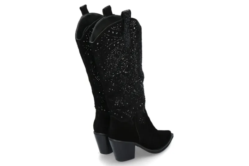 Damen Alma en pena Cowboy Boots CROSTA BLACK STRASS- schwarz