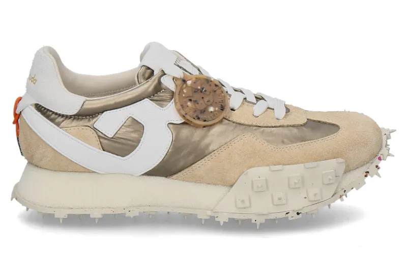 Damen Barracuda Damen- Sneaker VELOURSLEDER NYLON- cappucino/champagner/weiss