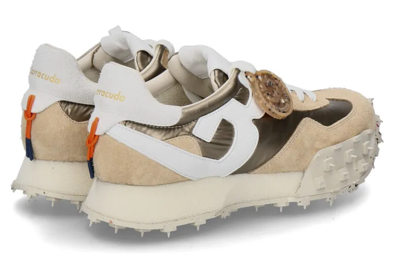 Damen Barracuda Damen- Sneaker VELOURSLEDER NYLON- cappucino/champagner/weiss