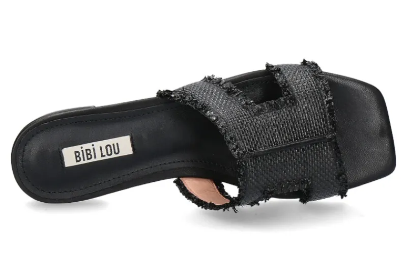 Damen Bibi Lou Pantolette DAHLIA Bast schwarz