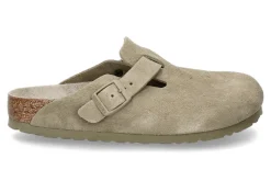 Damen Birkenstock Clogs BOSTON SCHMAL VELOURS- faded khaki/grün