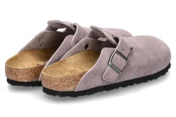 Damen Birkenstock Clogs BOSTON SCHMAL VELOURLEDER- faded purple