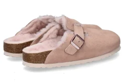 Damen Birkenstock Clogs gefüttert BOSTON SCHMAL SHEARLING LIGHT ROSE