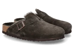 Damen Birkenstock Clogs gefüttert BOSTON SCHMAL SHEARLING MOCCA