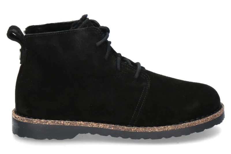 Damen Birkenstock Damen- Stiefelette UPPSALA MID SHEARLING VELOURSLEDER- schwarz