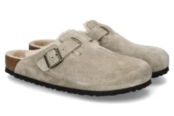 Herren Birkenstock Herren- Clogs BOSTON VL NORMAL VELOURSLEDER- taupe