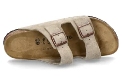 Herren Birkenstock Herren- Pantolette ARIZONA BS SCHMALE WEITE VELOURSLEDER- taupe