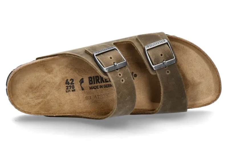Herren Birkenstock Herren- Pantolette ARIZONA SCHMAL NATURLEDER GEÖLT- faded khaki
