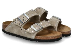 Damen Birkenstock Pantolette ARIZONA SCHMAL RIVET BORDER- taupe