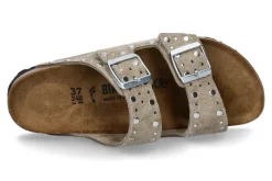 Damen Birkenstock Pantolette ARIZONA SCHMAL RIVET BORDER- taupe