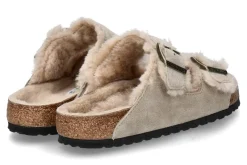Damen Birkenstock Pantolette ARIZONA SHEARLING NORMAL velourleder- taupe