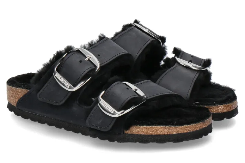Damen Birkenstock Pantolette ARIZONA BIG BUCKLE SHEARLING- black/schwarz