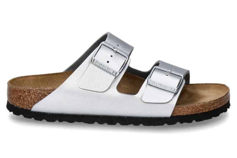 Damen Birkenstock Pantolette ARIZONA BS SCHMALE WEITE- silver/silber