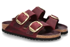 Damen Birkenstock Pantolette ARIZONA BIG BUCKLE NATURLEDER GEÖLT- zinfadel/weinrot