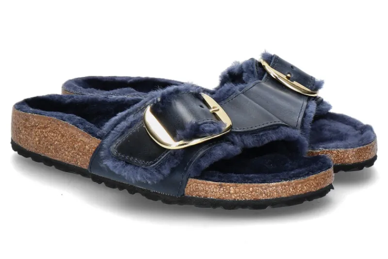 Damen Birkenstock Pantolette gefüttert MADRID SCHMAL BIG BUCKLE- midnight