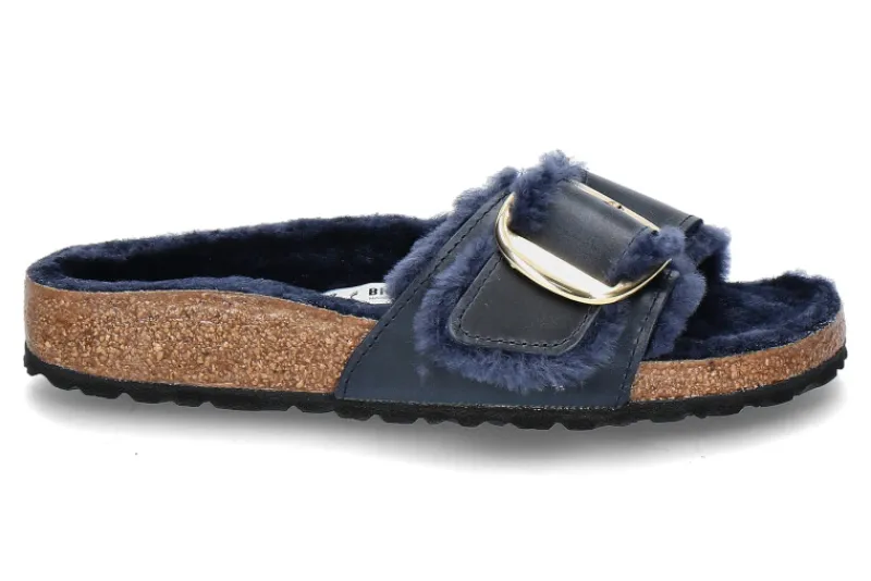 Damen Birkenstock Pantolette gefüttert MADRID SCHMAL BIG BUCKLE- midnight