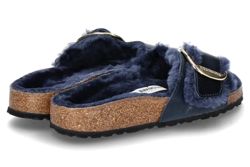 Damen Birkenstock Pantolette gefüttert MADRID SCHMAL BIG BUCKLE- midnight