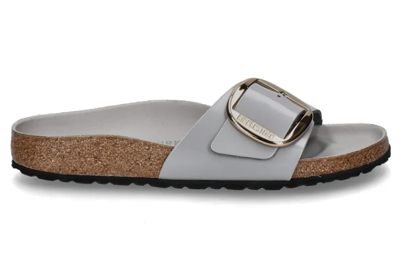 Damen Birkenstock Pantolette MADRID SCHMAL BIG BUCKLE- high-shine stone coin