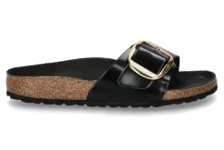 Damen Birkenstock Pantolette MADRID BIG BUCKLE NUBUKLEDER LACK- high shine black/schwarz