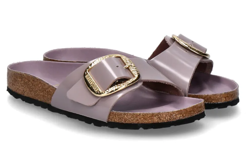 Damen Birkenstock Pantolette MADRID SCHMAL BIG BUCKLE- high shine faded purple