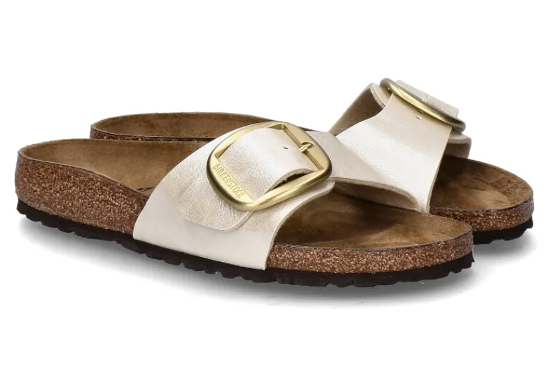 Damen Birkenstock Pantolette SCHMAL MADRID BIG BUCKLE GRACEFUL PEARL WHITE (41)