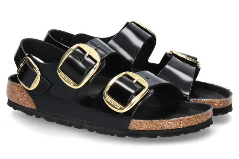 Damen Birkenstock Sandale MILANO SCHMAL BIG BUCKLE- high shine black