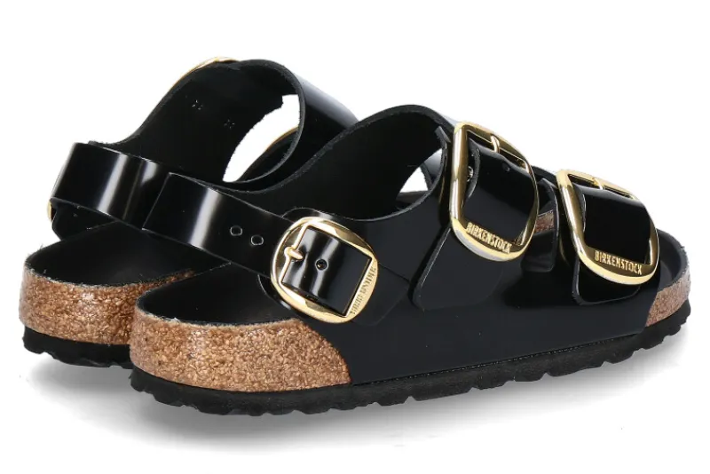 Damen Birkenstock Sandale MILANO SCHMAL BIG BUCKLE- high shine black