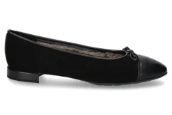 Damen Brunate Ballerina gefüttert PIA NAPPA CAMOSCIO NERO