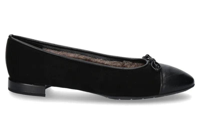 Damen Brunate Ballerina gefüttert PIA NAPPA CAMOSCIO NERO