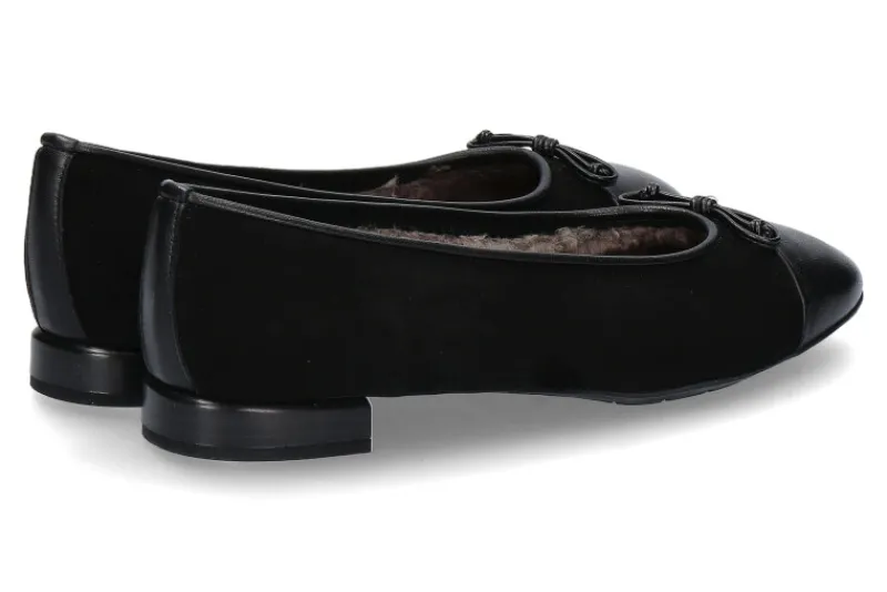 Damen Brunate Ballerina gefüttert PIA NAPPA CAMOSCIO NERO