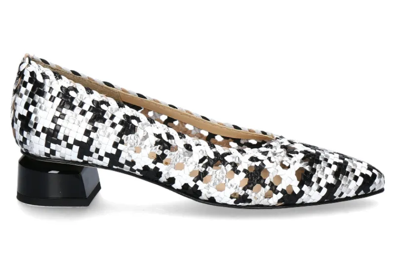 Damen Brunate Pumps FLEX woven optical schwarz/weiss/silber