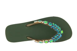 Damen CHANCLAS Zehensteg Sandale ADELA DIAMOND GREEN OLIVE