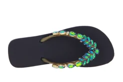 Damen CHANCLAS Zehensteg Sandale ADELA DIAMOND GREEN BLUE