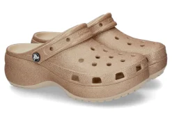 Damen Crocs Pantolette CLASSIC PLATFORM glitter- shitake