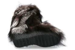 Damen Diavolezza Fellstiefel SILVER FOX POM POM Fuchsfell