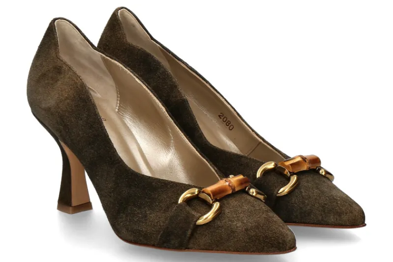 Damen dirndl + bua Pumps ANTIKBOCK- akazie/grün