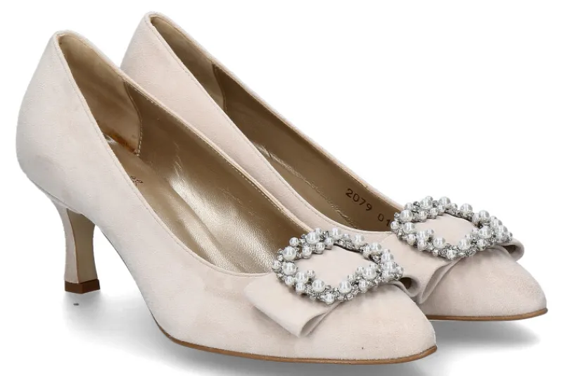 Damen dirndl + bua Pumps ZIEGENVELOUR- natur