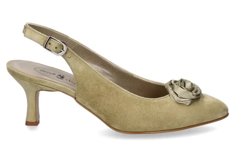 Damen dirndl + bua Slingpumps ZIEGENVELOUR KORN