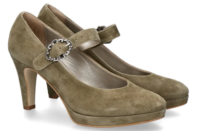 Damen dirndl + bua Spangenpumps ZIEGENVELOUR JADE