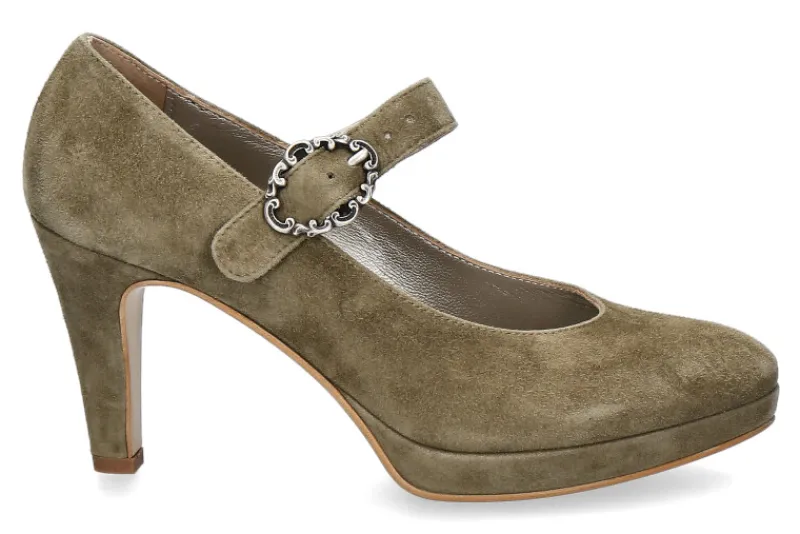 Damen dirndl + bua Spangenpumps ZIEGENVELOUR JADE