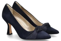 Damen dirndl + bua Trachten-Pumps VELOURS SEIDE- ozean blau