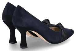 Damen dirndl + bua Trachten-Pumps VELOURS SEIDE- ozean blau