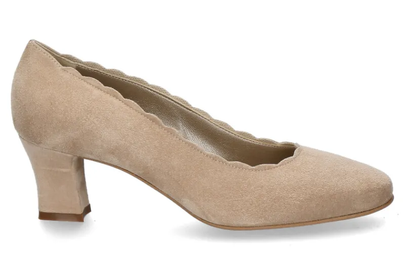 Damen dirndl + bua Trachten-Pumps 1849 VELOURS- hazel hellbraun