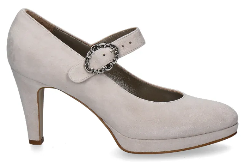 Damen dirndl + bua Trachten-Pumps 5457 ZEIGENVELOURS- natur