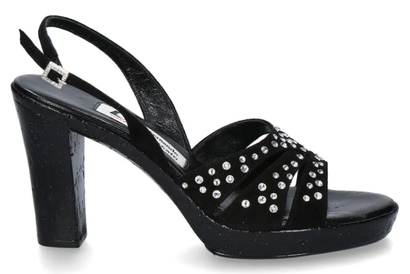 Damen Fernando Pensato Sandale MIRANDA CAMOSCIO NERO STRASS SKY (38)