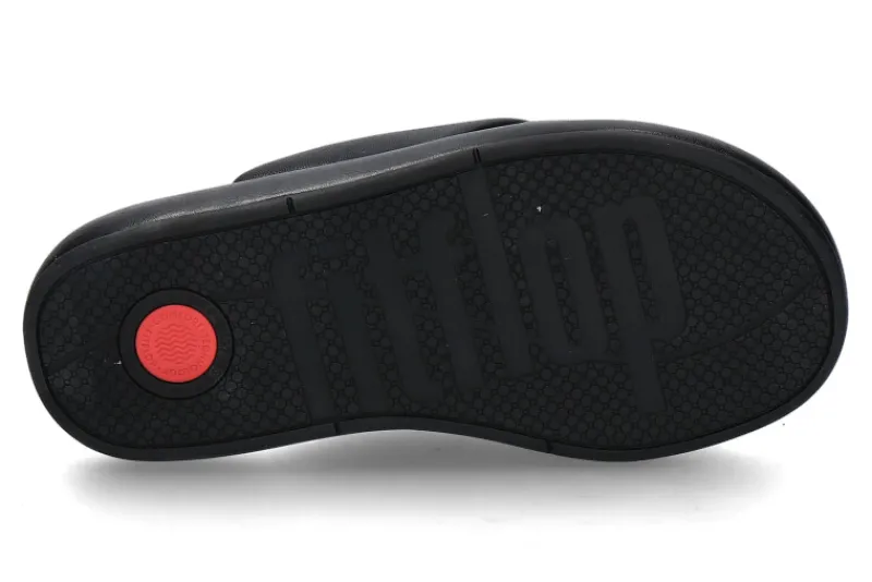 Damen Fitflop Pantolette IQUSHION D-LUXE PADDED LEATHER CROSS- all black/schwarz