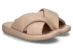 Damen Fitflop Pantolette IQUSHION D-LUXE PADDED LEATHER CROSS- classic beige