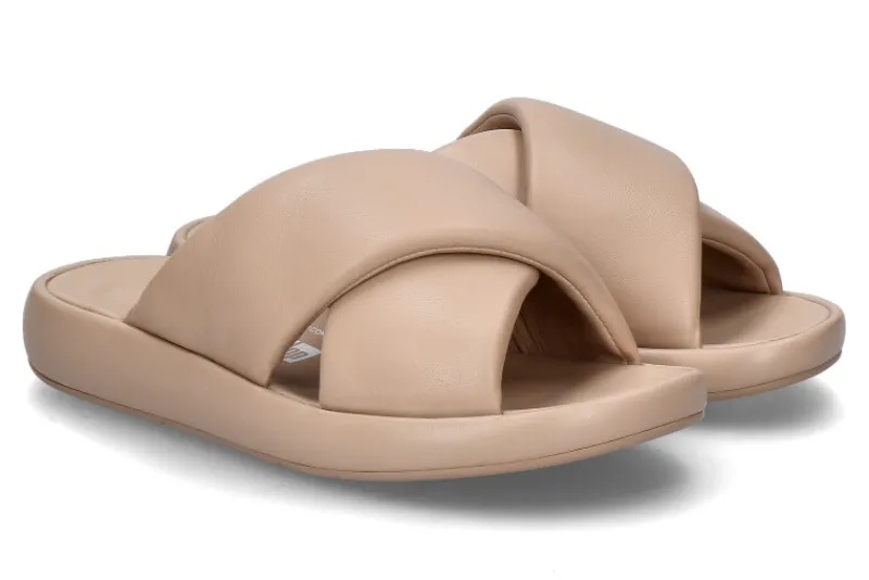 Damen Fitflop Pantolette IQUSHION D-LUXE PADDED LEATHER CROSS- classic beige