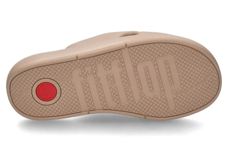 Damen Fitflop Pantolette IQUSHION D-LUXE PADDED LEATHER CROSS- classic beige