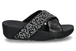 Damen Fitflop Pantolette LULU CRYSTAL-MIX METALLIC CROSS- all black/schwarz